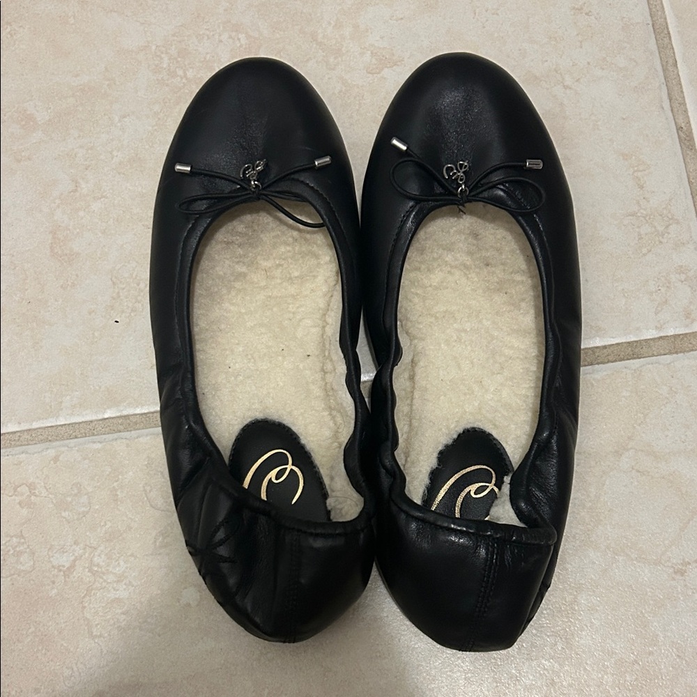 Sam Edelman Black Leather Ballet Flats